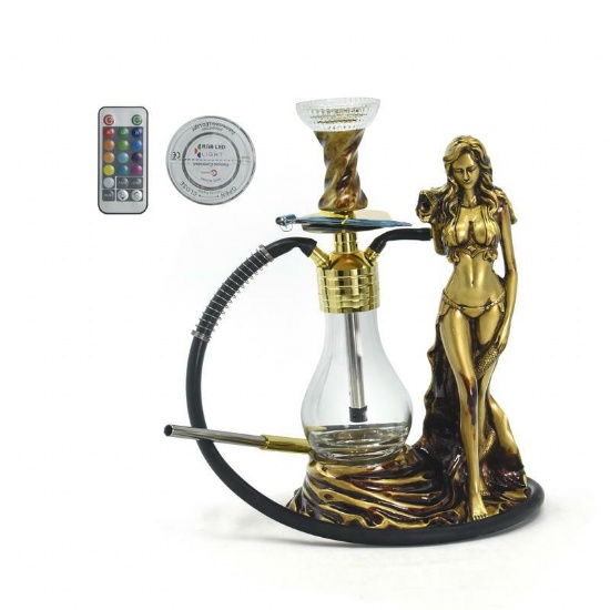 17″ Lady Hookah with LED – Gold + Black (SMSU-H008-B)